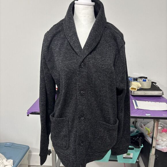 Cardigan Shawl Sweater Button Pockets Grandpa Sz L Soft Made in Egypt - Picture 1 of 9